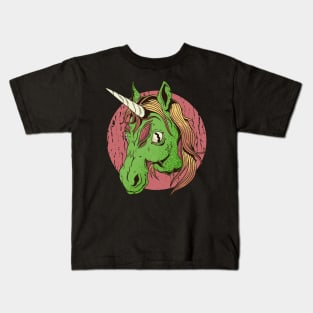 Zombiecorn Retro Creepy Halloween Zombie Unicorn Kids T-Shirt